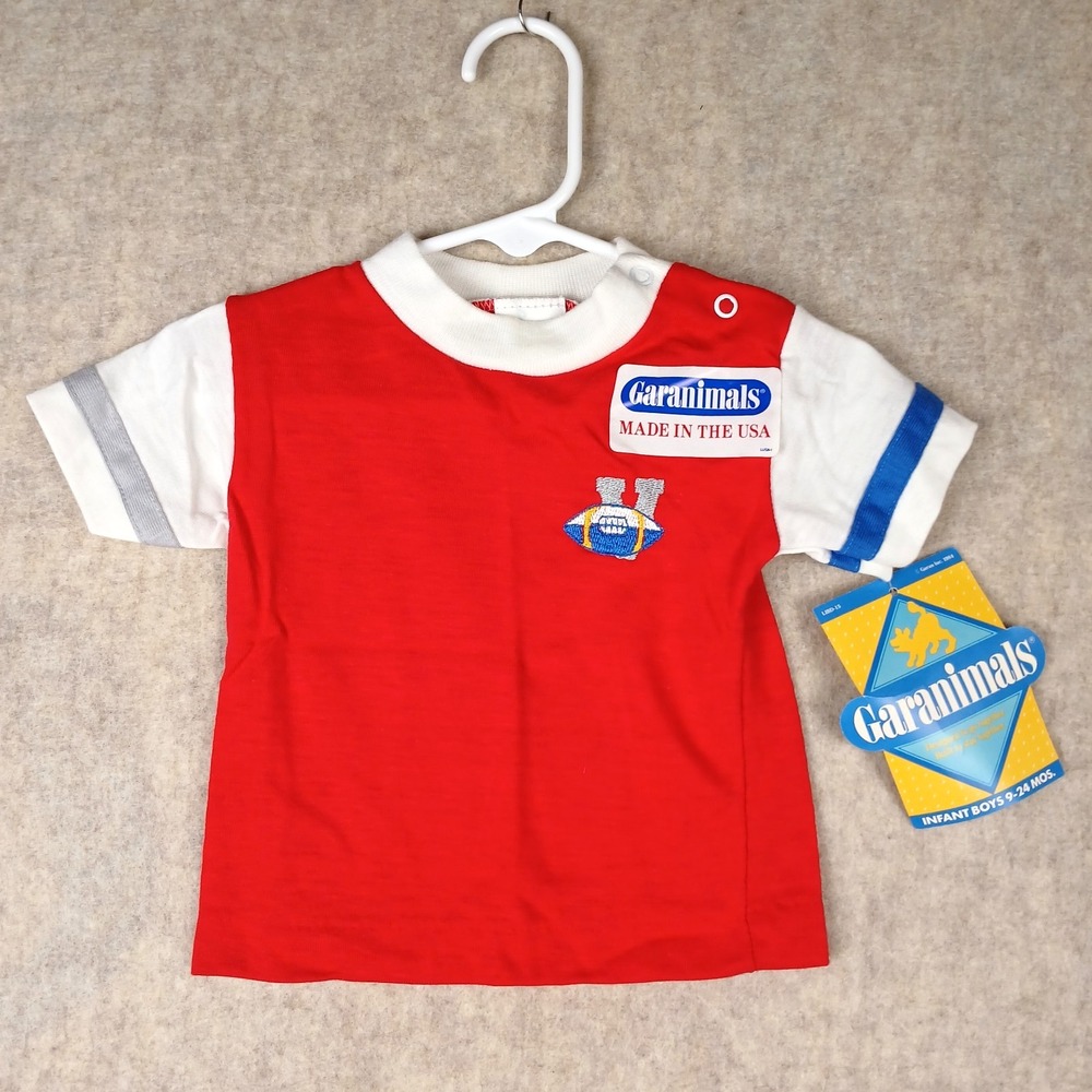 Vintage NWT 1984 Garanimals 12 mo baby shirt Red Football Paper Tag NOS